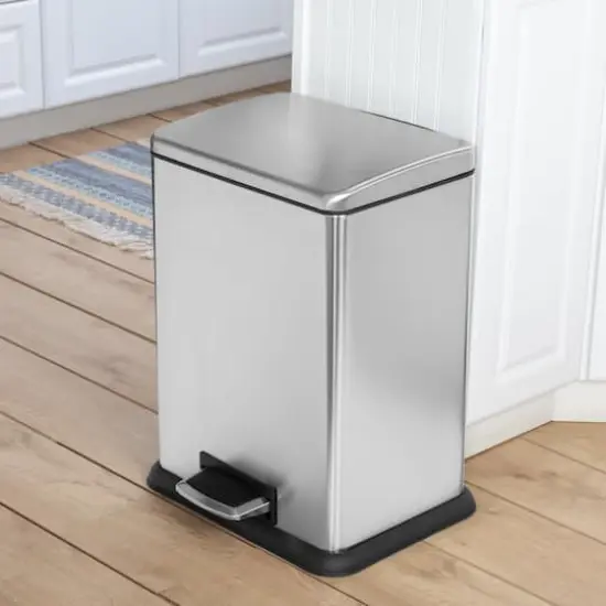 Honey Can Do Tall & Wide 58L Stainless Steel Step Trash Can with Lid {4}