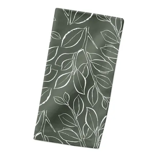 Sage Lined Leaves Cotton Twill Napkin {3}