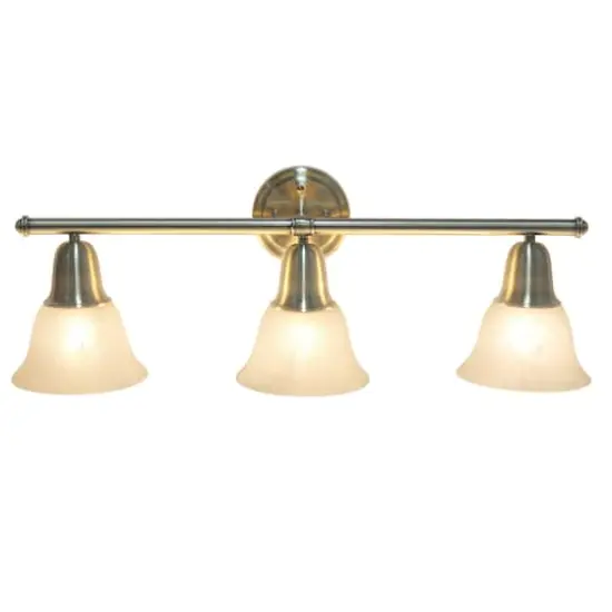 Lalia Home Essentix 3 Light Alabaster Shade Vanity Antique Brass {4}