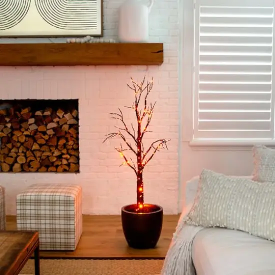 4ft. Pre-Lit LED Black Twig Artificial Halloween Tree {8}