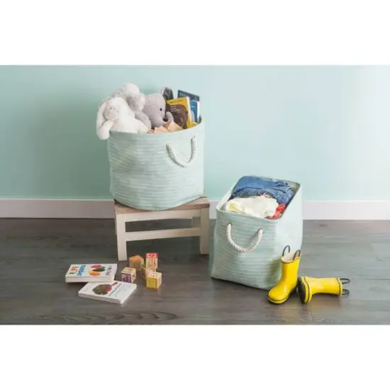 DII&reg; Medium Round Aqua Keeping Score Polyester Bin {3}