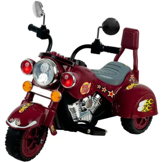 Toy Time Maroon Battery Powered Ride-On Chopper Motorcycle {1}