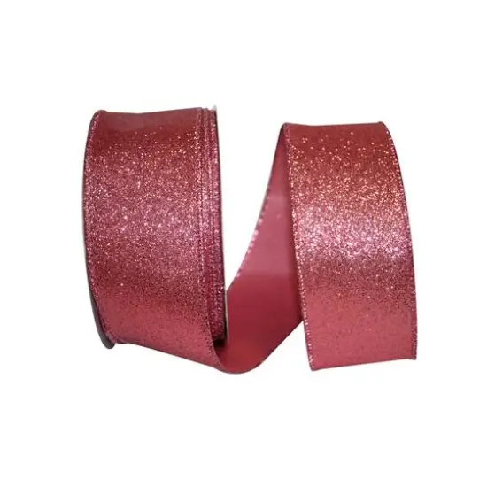 JAM Paper 2.5" x 25yd. Glitter Lam&eacute; Wired Ribbon Coral {1}