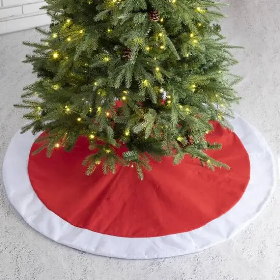 Glitzhome&reg; 48" Red & White Felt Christmas Tree Skirt {3}