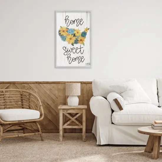 Stupell Industries Floral Americana Phrase Framed Giclee Art Gray {3}