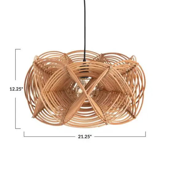 Hello Honey&reg; 21" Natural Modern Woven Rattan Ceiling Light {7}