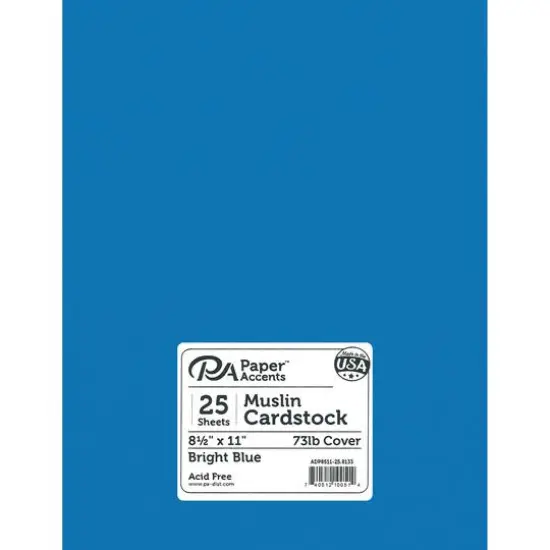 PA Paper&trade; Accents Muslin 8.5" x 11" 73lb. Cardstock, 25 Sheets Bright Blue {1}