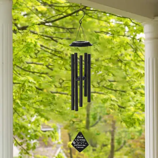 Glitzhome&reg; 38" Matte Black Metal Black Windchime {6}