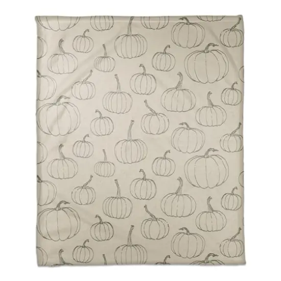 White Pumpkin Patterned Coral Fleece Blanket {1}