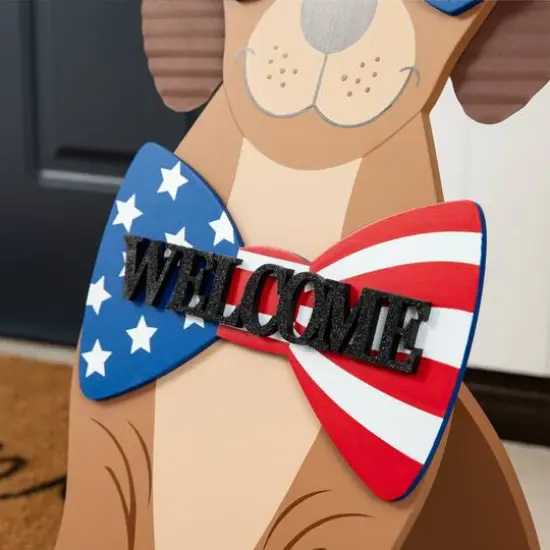 Glitzhome&reg; 30" Patriotic Americana Labrador Easel Porch D&eacute;cor {7}
