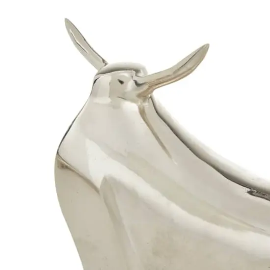 Silver Aluminum Contemporary Bulls Sculpture, Set of 2" 11", 8" {4}