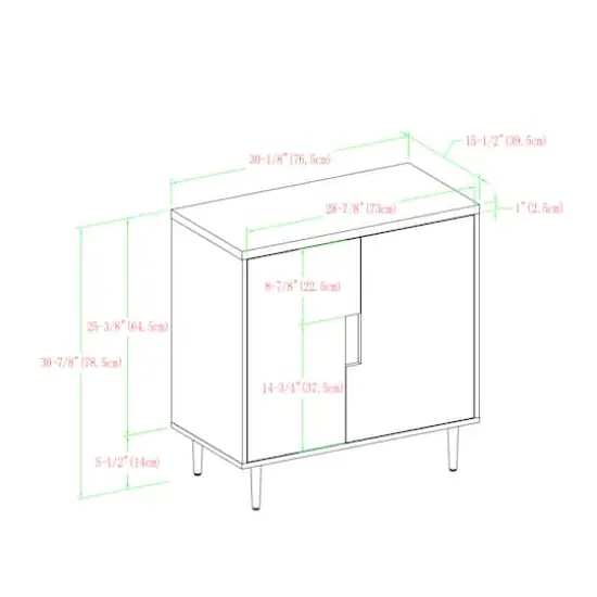 Walker Edison Birch/Magenta Interior Modern Accent Cabinet {8}