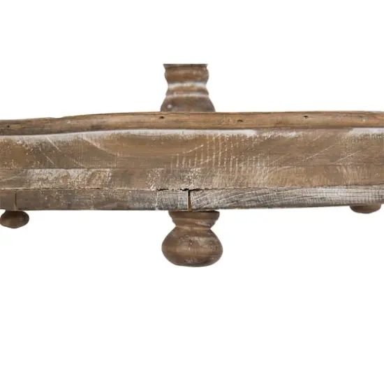 Hello Honey&reg; 18.5" Distressed Brown Wooden 2-Tier Tray with Metal Handle {5}