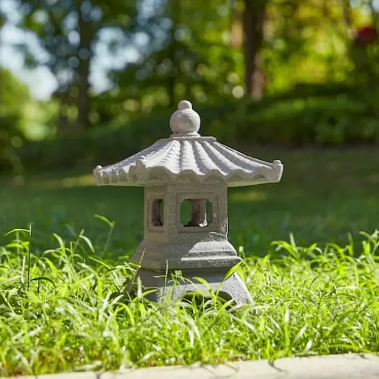 Glitzhome&reg; 16" MGO Faux Concrete Pagoda Garden Statue {3}