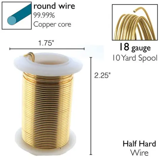The Beadsmith&reg; Wire&trade; Elements 18 Gauge Tarnish-Resistant Wire Gold {7}