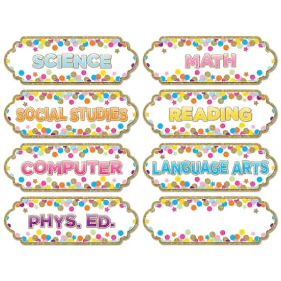 Ashley Productions Confetti Classroom Subjects Magnetic Die-Cut Timesavers & Labels, 6 Packs of 8 {3}