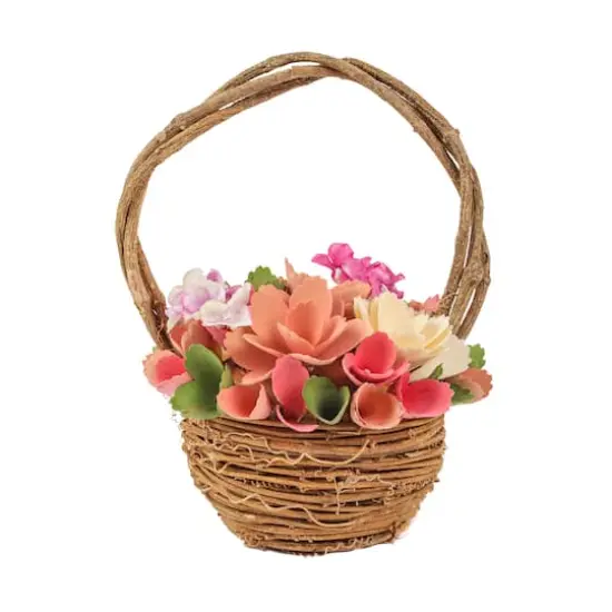 10" Pink Spring Floral Basket {1}