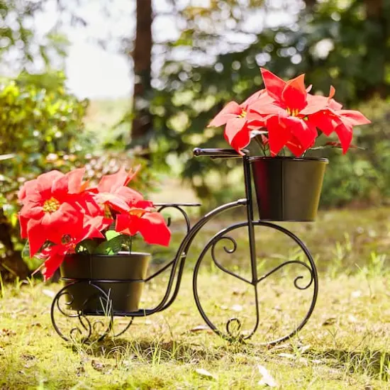 Glitzhome&reg; 20.75" Black Metal Bicycle Planter {5}