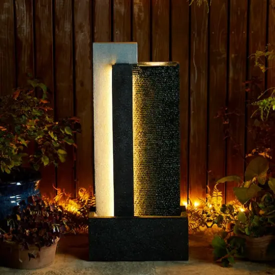Glitzhome&reg; 38.25" Modern LED Textured Surface Outdoor Floor Fountain {9}
