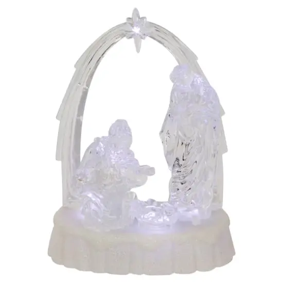 7'' LED Lighted Musical Icy Crystal Nativity Scene Christmas Decoration {1}
