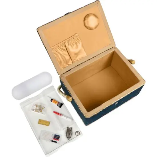 SINGER&reg; Large Leaf Print Sewing Basket with Travel Sewing Kit & Matching Zipper Pouch {8}