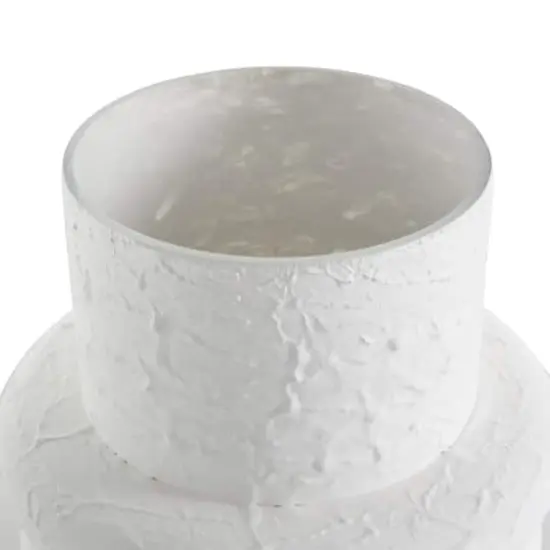 White Glass Textured Decorative Vase with Brown Wood Beaded Stripes Set {5}