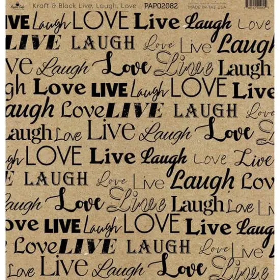Paper Café Kraft & Black Live Laugh Love 12" x 12" Cardstock, 15 Sheets {1}