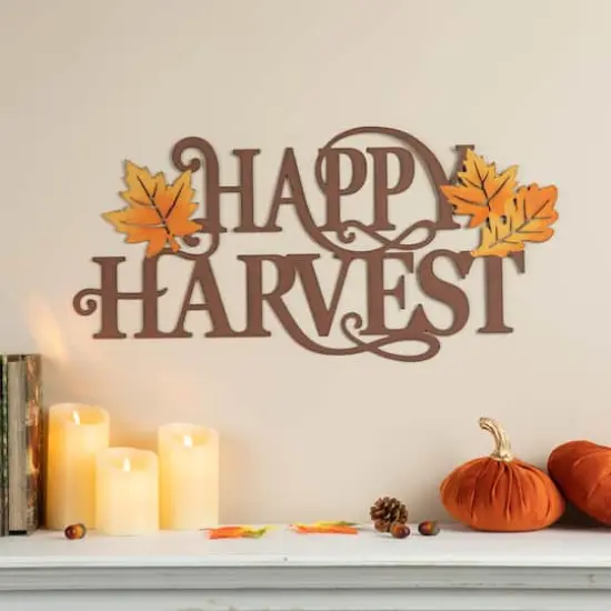Glitzhome&reg; 24" Metal "HAPPY HARVEST" Wall D&eacute;cor {3}