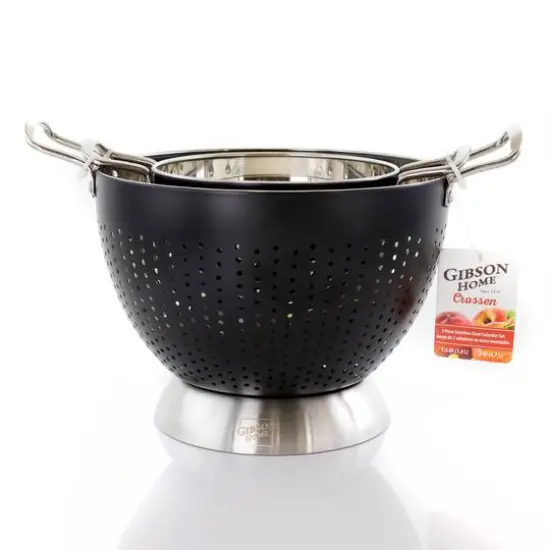 Gibson Home Black Crossen Stainless Steel Colander Set {4}