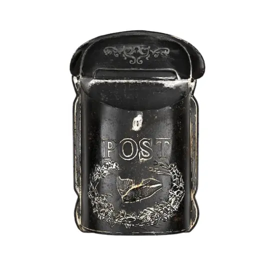Hello Honey&reg; 15.5" Black Embossed Tin Post Letter Box {4}