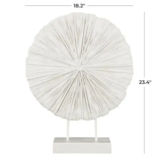 23" Cream Resin Coral Textured Round Sculpture {7}