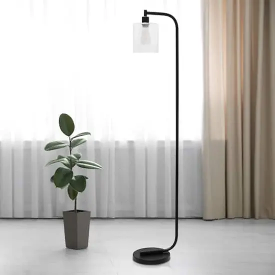 Simple Designs 63" Antique-Style Iron Lantern Floor Lamp Black {5}