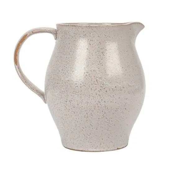 Hello Honey&reg; 50oz. White & Black Reactive Glaze Flower Design Debossed Stoneware Pitcher {10}