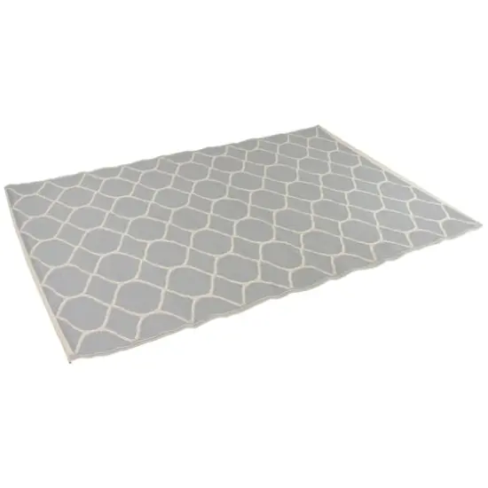 Gray & Beige Honeycomb Pattern Rectangular Outdoor Area Rug, 4ft. x 6ft. {4}