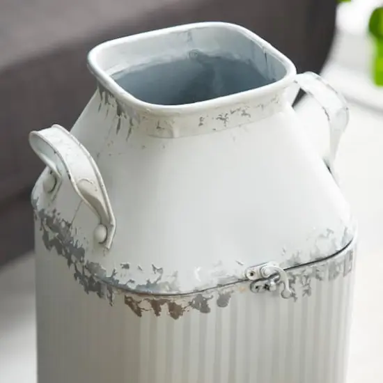 White Metal Decorative Milk Can Set {4}