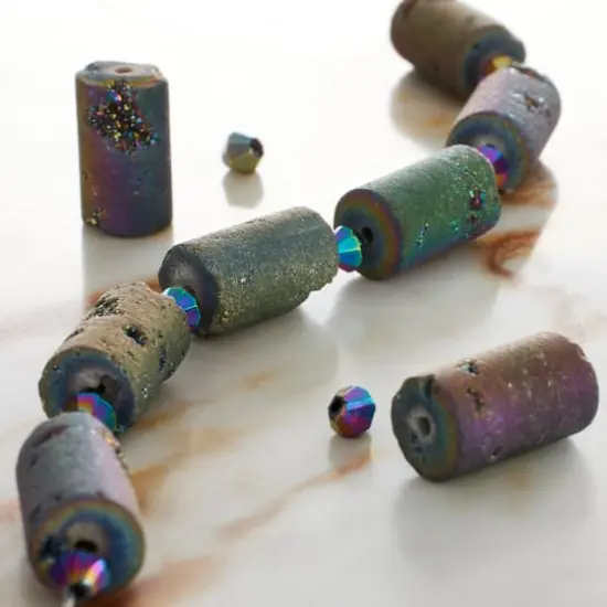 Druzy Agate Tube Beads, 14mm by Bead Landing&trade; {3}