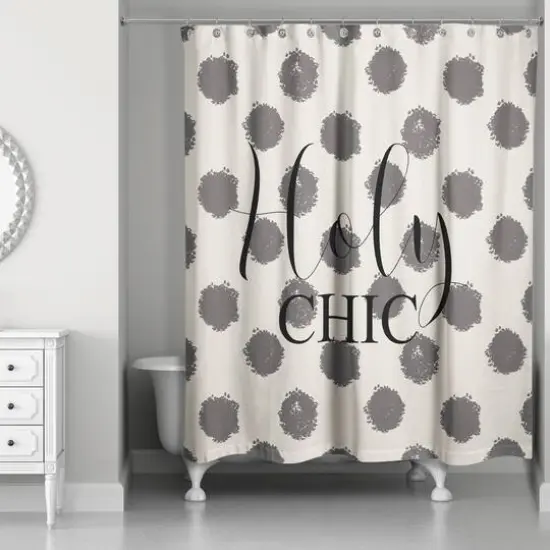 Holy Chic Polka Dots Shower Curtain Black/White {3}