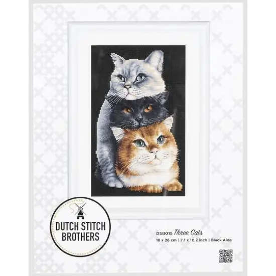 Thea Gouverneur Three Cats Black Cross Stitch Kit {5}
