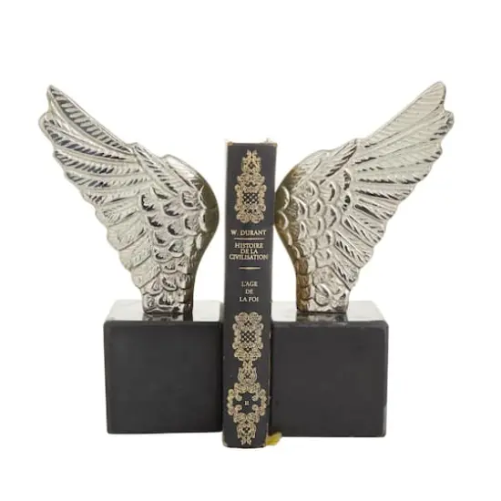 10" Angel Wing Aluminum Bookend Set Silver {1}