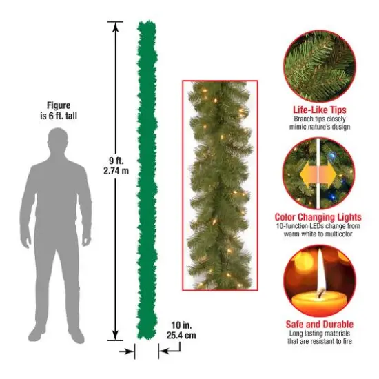 9' x 10" Pre-lit North Valley® Spruce Artificial Christmas Garland with 50 Battery Operated Dual LED Lights {5}