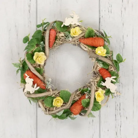 11.5" Mixed Floral & Carrots Easter Wreath {4}