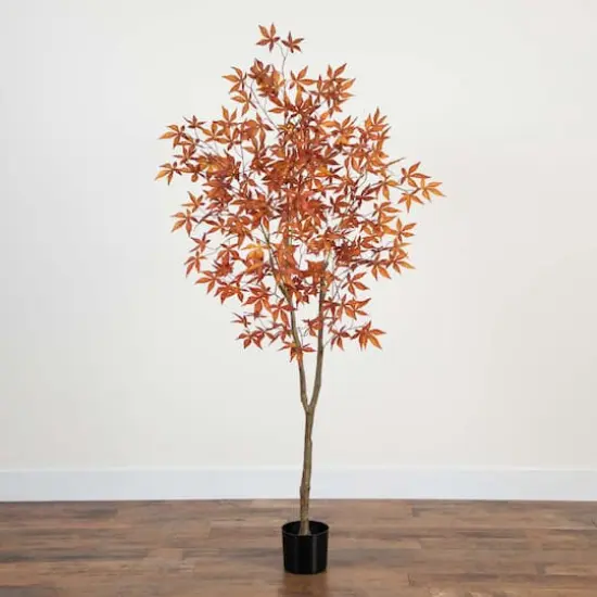 6ft. Orange Japanese Maple Artificial Potted Tree {7}