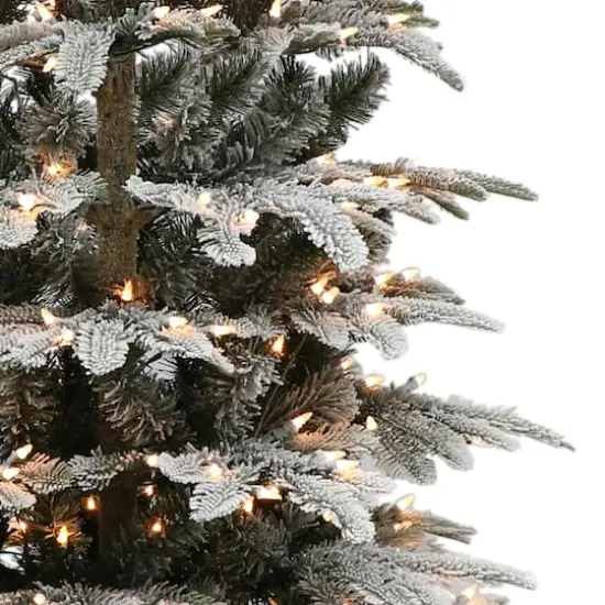 6.5ft. Pre-Lit Flocked Aspen Fir Artificial Christmas Tree, Clear Lights {3}