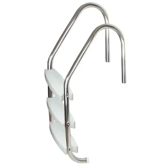 4ft. Silver & White Three Step In-Ground Swimming Pool Ladder {1}