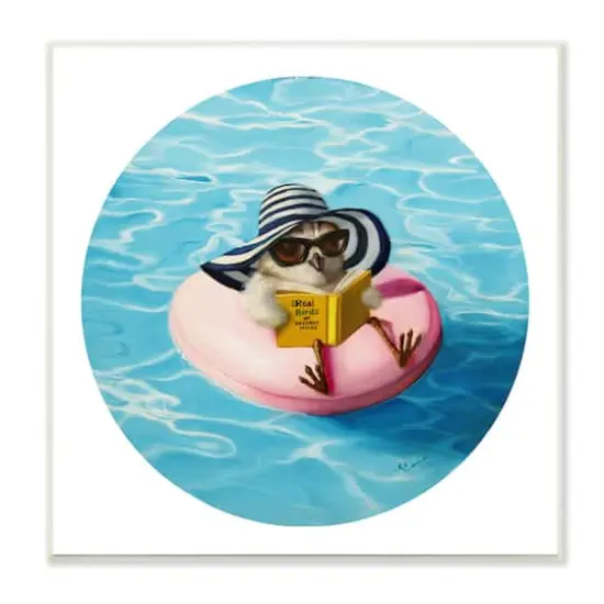 Stupell Industries Bird Reading Book Pool Float Beverly Hills Sun Hat,12" x 12" {1}