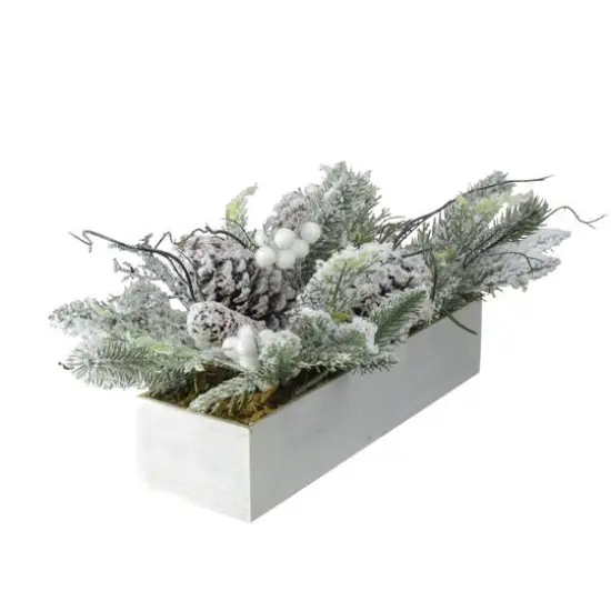 19.5" White & Green Berries with Foliage Tabletop D&eacute;cor {4}