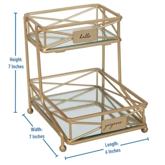 Home Details 2-Tier Sleek Vanity Tower Gold {4}