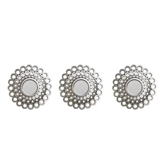 9.5" Silver Cascading Orbs Mirror Set {1}