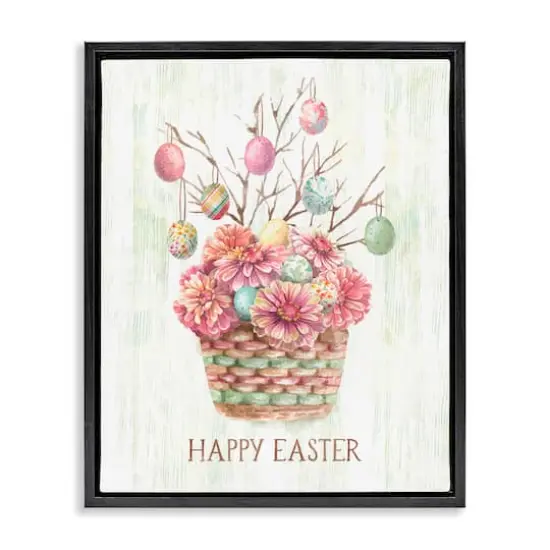 Stupell Industries Happy Easter Bouquet Floater Framed Art Black {1}