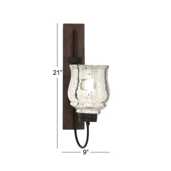 Brown Mango Wood Traditional Candle Wall Sconce, 21" x 9" x 4" {9}